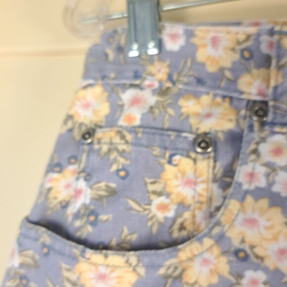 Stefano International Blue Denim Floral High Waist Vintage Sz 14 Y2K Shorts - Picture 4 of 11